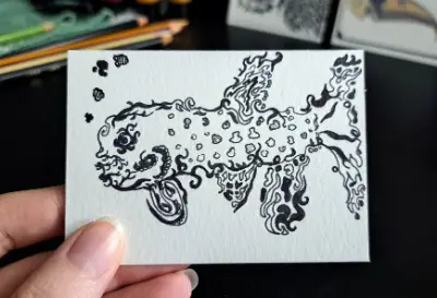 Swim On Over aceo art card thumbnail 2