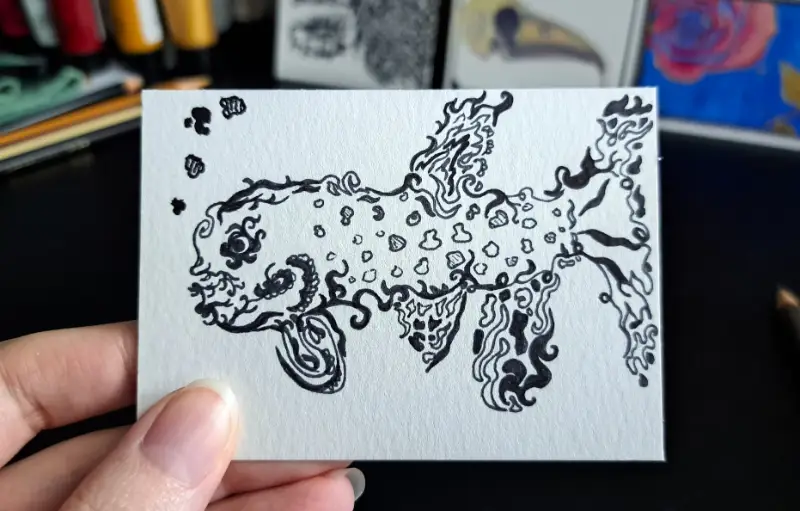 Swim On Over aceo art card