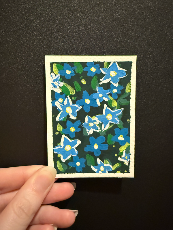 Blue Flowers #1 aceo art card