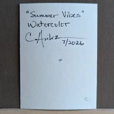 Summer Vibes ACEO Original Watercolor Floating Duck With Sunglasses aceo art card thumbnail 2