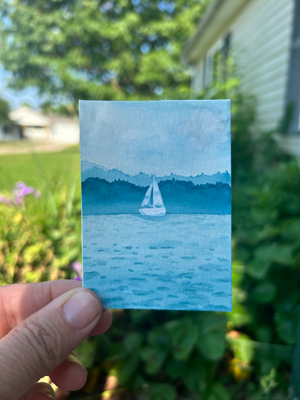 Sailboat aceo art card