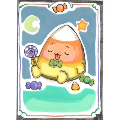 Candy Corn Belly | Halloween Belly Collection | Art with Sara Rose aceo art card thumbnail 1