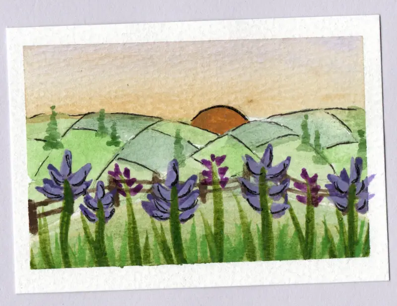 Sunset Meadow aceo art card