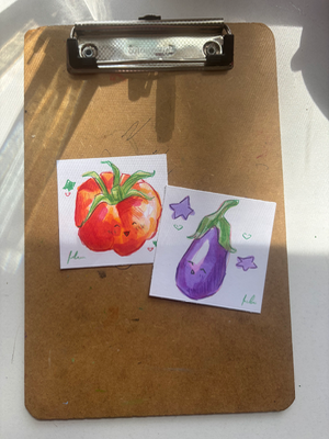 “Peas In A Pod” bundle of two veggie buddies aceo art card thumbnail 5