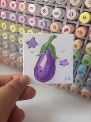 “Peas In A Pod” bundle of two veggie buddies aceo art card thumbnail 3
