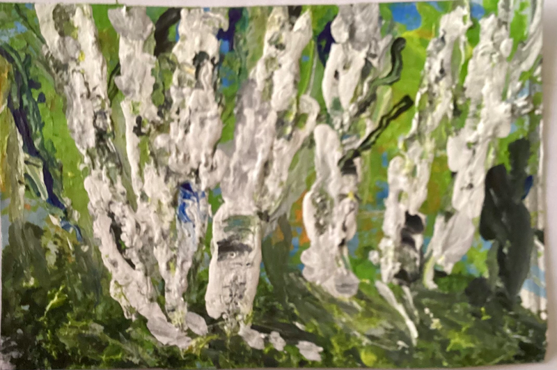 Rustic Birch Forest aceo art card