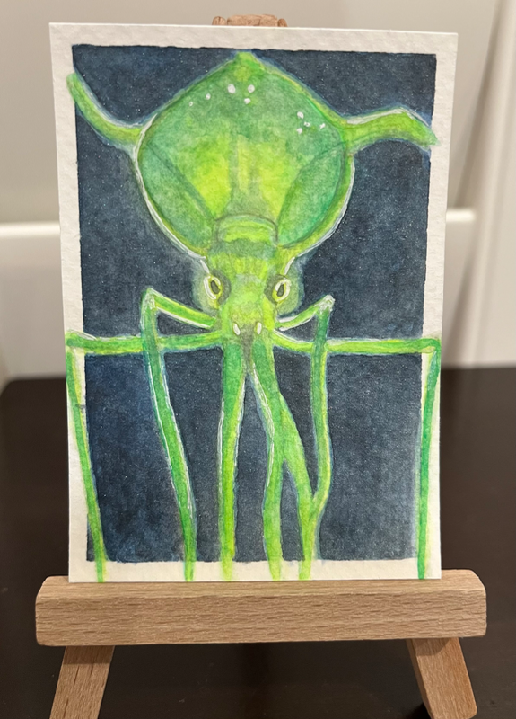 Bigfin Squid: Dark Sea Creatures Series #2 aceo art card