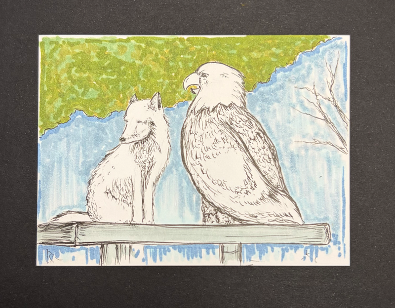 Important Meetings on Picnic Tables aceo art card