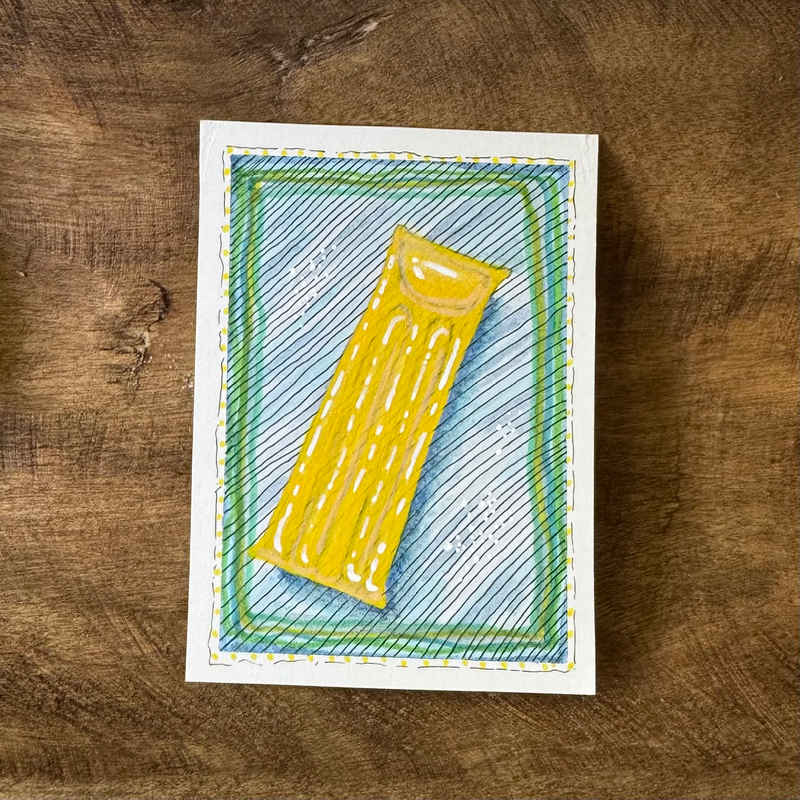 Yellow Pool Float aceo art card