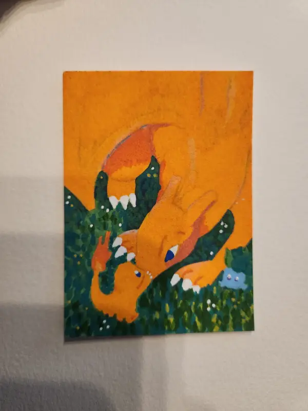 Baby Char with Big Zard aceo art card
