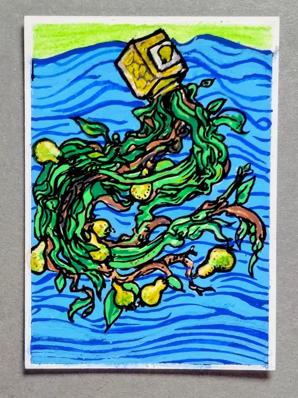 Pear Compote Fish aceo art card
