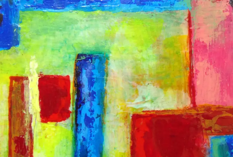 Taos Houses 3 original art acrylic painting ACEO aceo art card