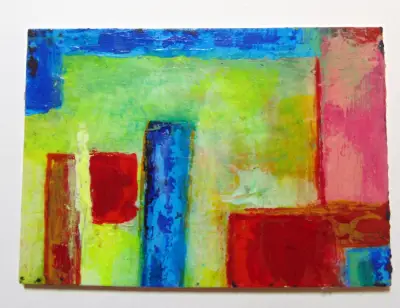 Taos Houses 3 original art acrylic painting ACEO aceo art card thumbnail 2