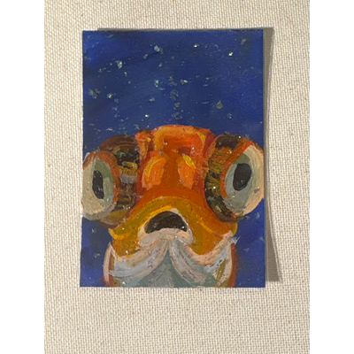 “Oh, hello” Goldfish aceo art card thumbnail 1