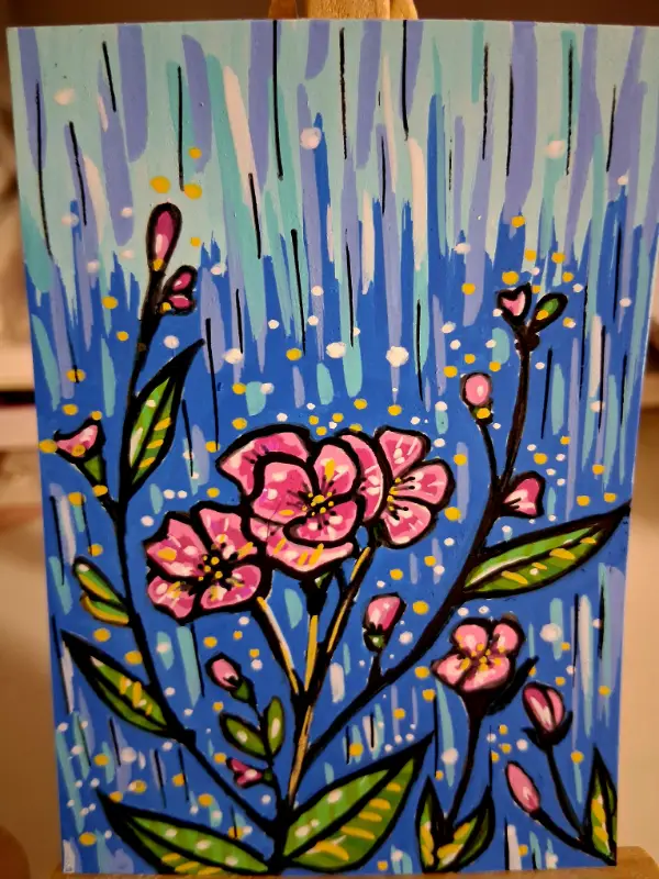 Showers and Flowers aceo art card