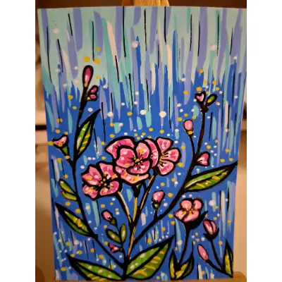 Showers and Flowers aceo art card thumbnail 1