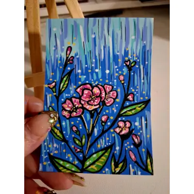 Showers and Flowers aceo art card thumbnail 4