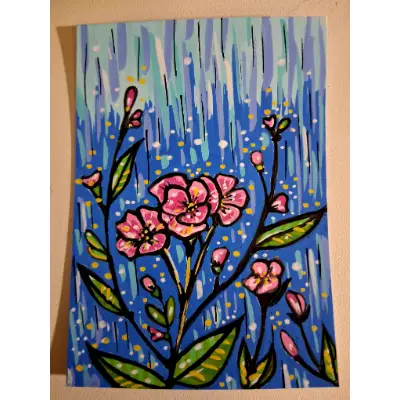 Showers and Flowers aceo art card thumbnail 3