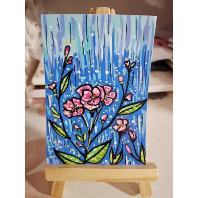 Showers and Flowers aceo art card thumbnail 2