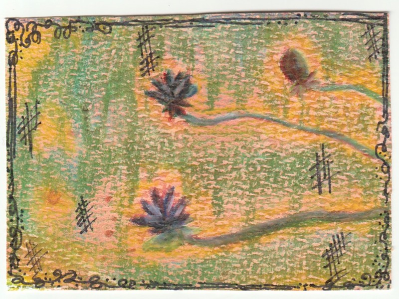 Budding friends aceo art card