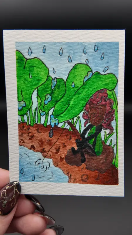 "Shelter from the Storm" Original ACEO — Watercolor & Archival Ink with Metallic Watercolor Detail aceo art card