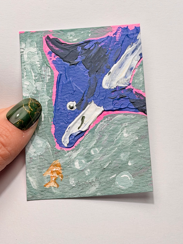 Abstract Shark and Clown Fish by Lizz aceo art card