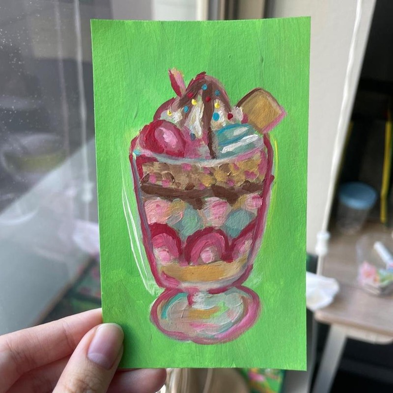 Candy Parfait with Sprinkles ACEO Painting aceo art card