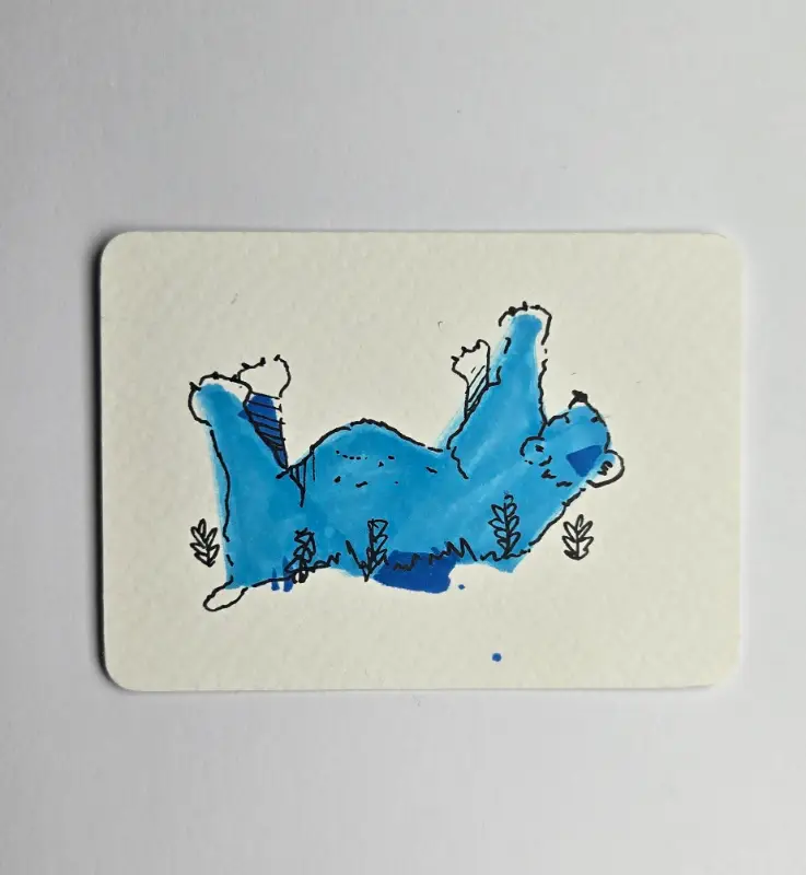 Upside Down Bear ☆ Blob Shape Series 3/4 aceo art card