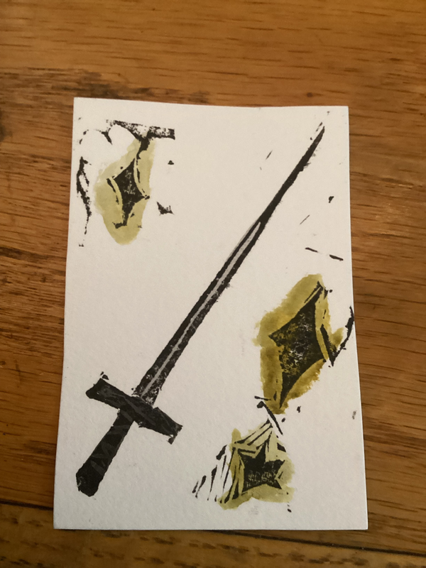 Sword and stars print 1/3 aceo art card