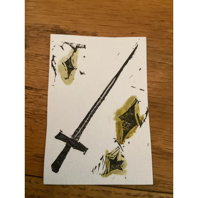 Sword and stars print 1/3 aceo art card thumbnail 1