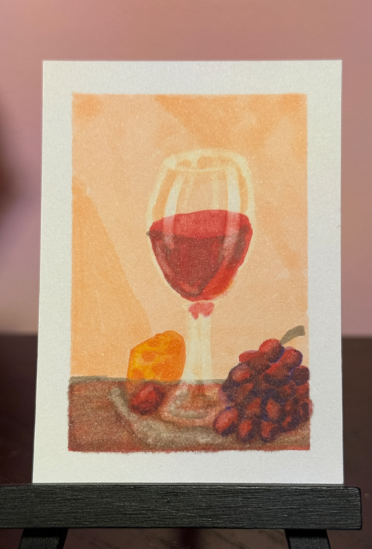Wine, Cheese & Vine aceo art card