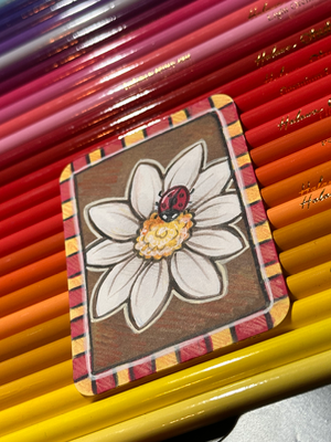 Daisy with a ladybug aceo art card thumbnail 2