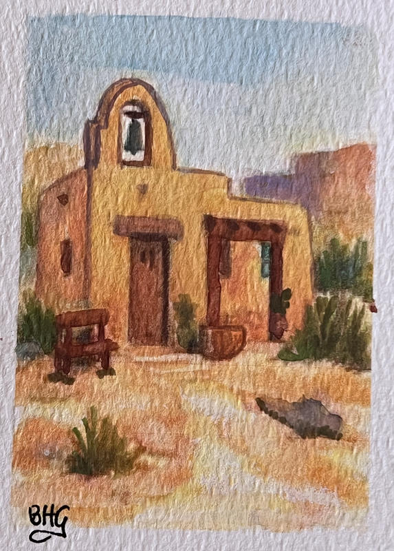 Adobe House 4 aceo art card