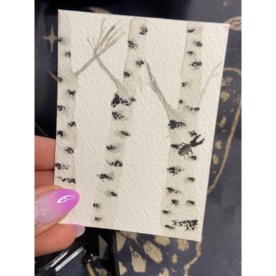 Aspen tree & Bug aceo art card thumbnail 1