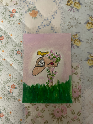 Happy Mail aceo art card thumbnail 1