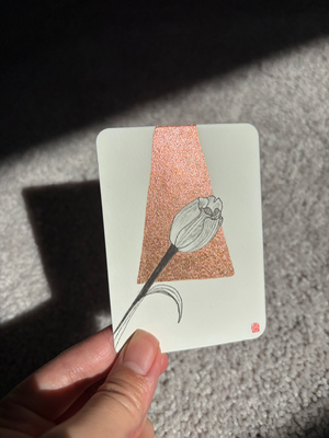 Tulip | flower floral botanical ink on metallic watercolor aceo art card thumbnail 2