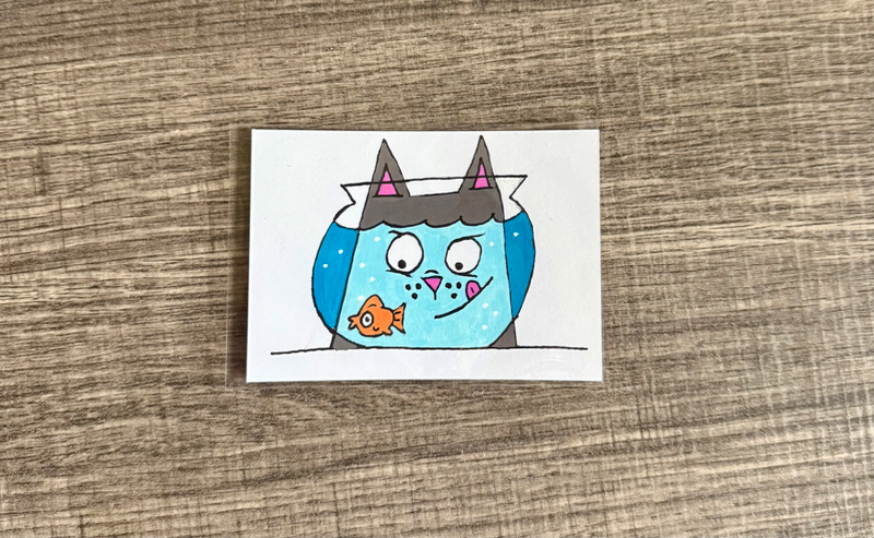 Cartoon cat aceo art card