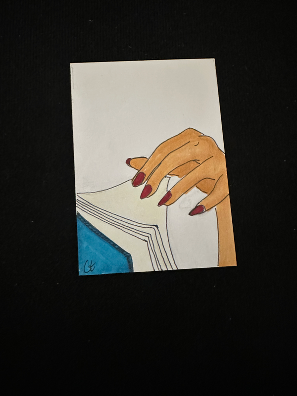 Idle reading aceo art card