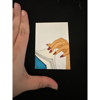 Idle reading aceo art card thumbnail 2