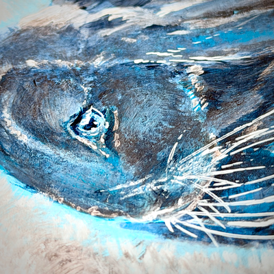 Floppy Bunny in Blue By Lizz. aceo art card thumbnail 2