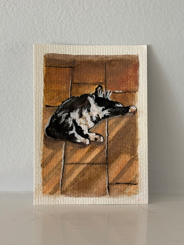 ACEO original, Emily sleeping aceo art card