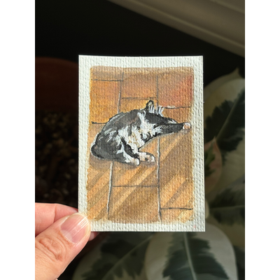 ACEO original, Emily sleeping aceo art card thumbnail 2