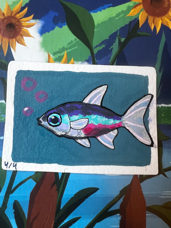 The Neon Tetra aceo art card