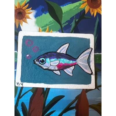 The Neon Tetra aceo art card thumbnail 1