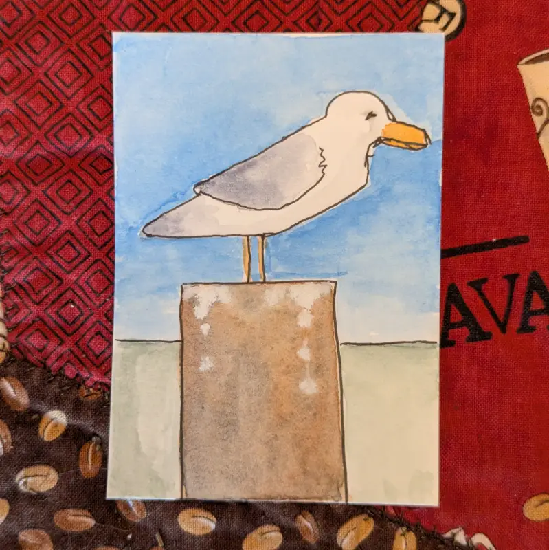 Seagull aceo art card