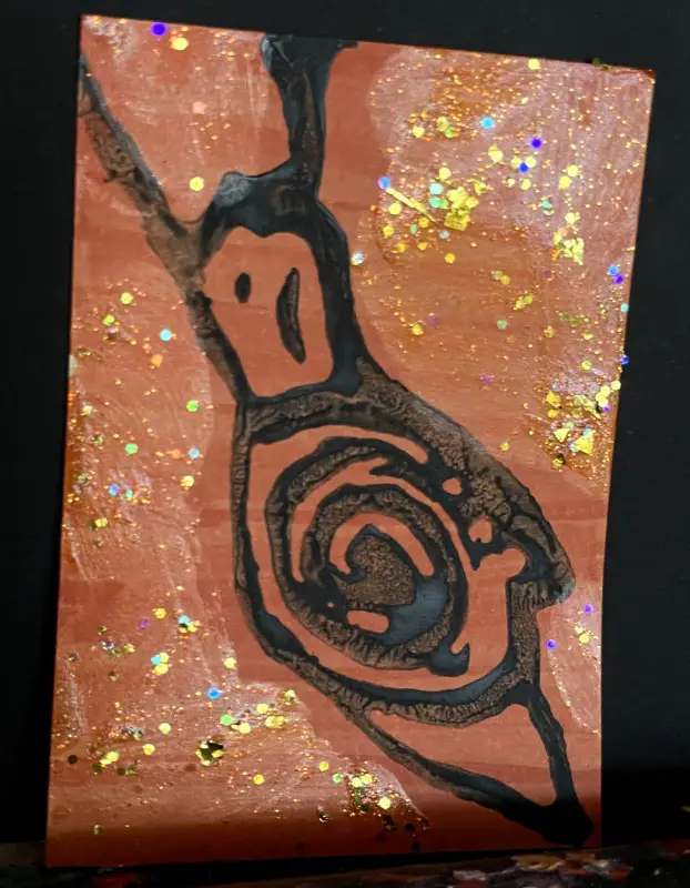 Snail in fall aceo art card