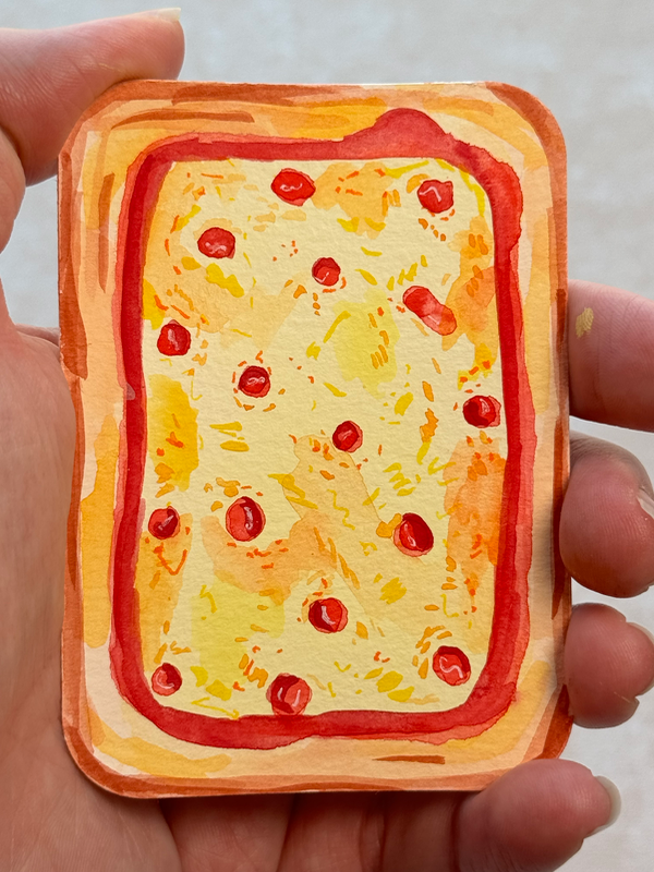 Pepperoni pan sheet pizza aceo art card