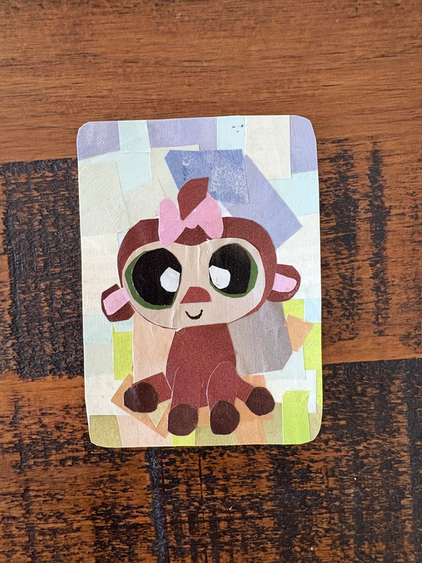 LPS monkey aceo art card