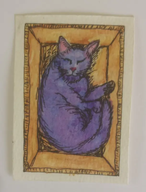 Cat in a Box 1/5 aceo art card