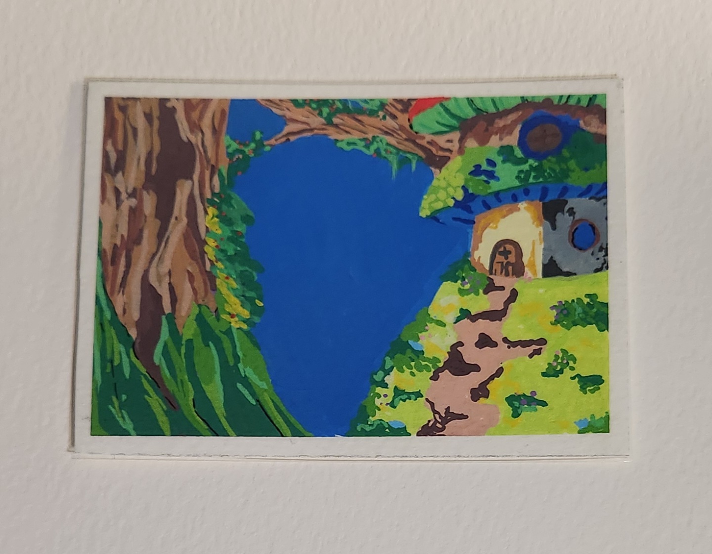 Mushroom House on the Hill aceo art card